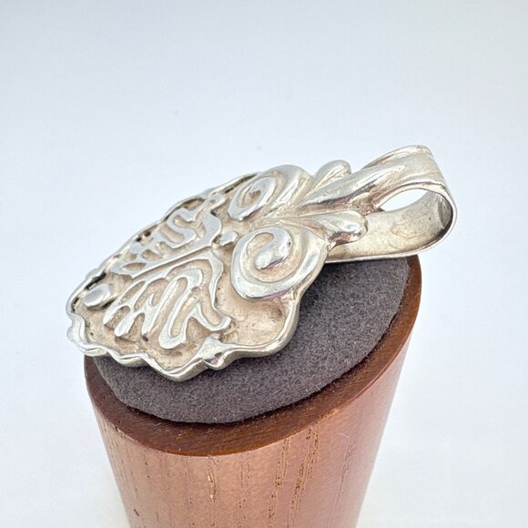 VTG Solid Sterling Silver 925 Abstract Scroll Design Pendant Size 2" Length - Picture 2 of 10